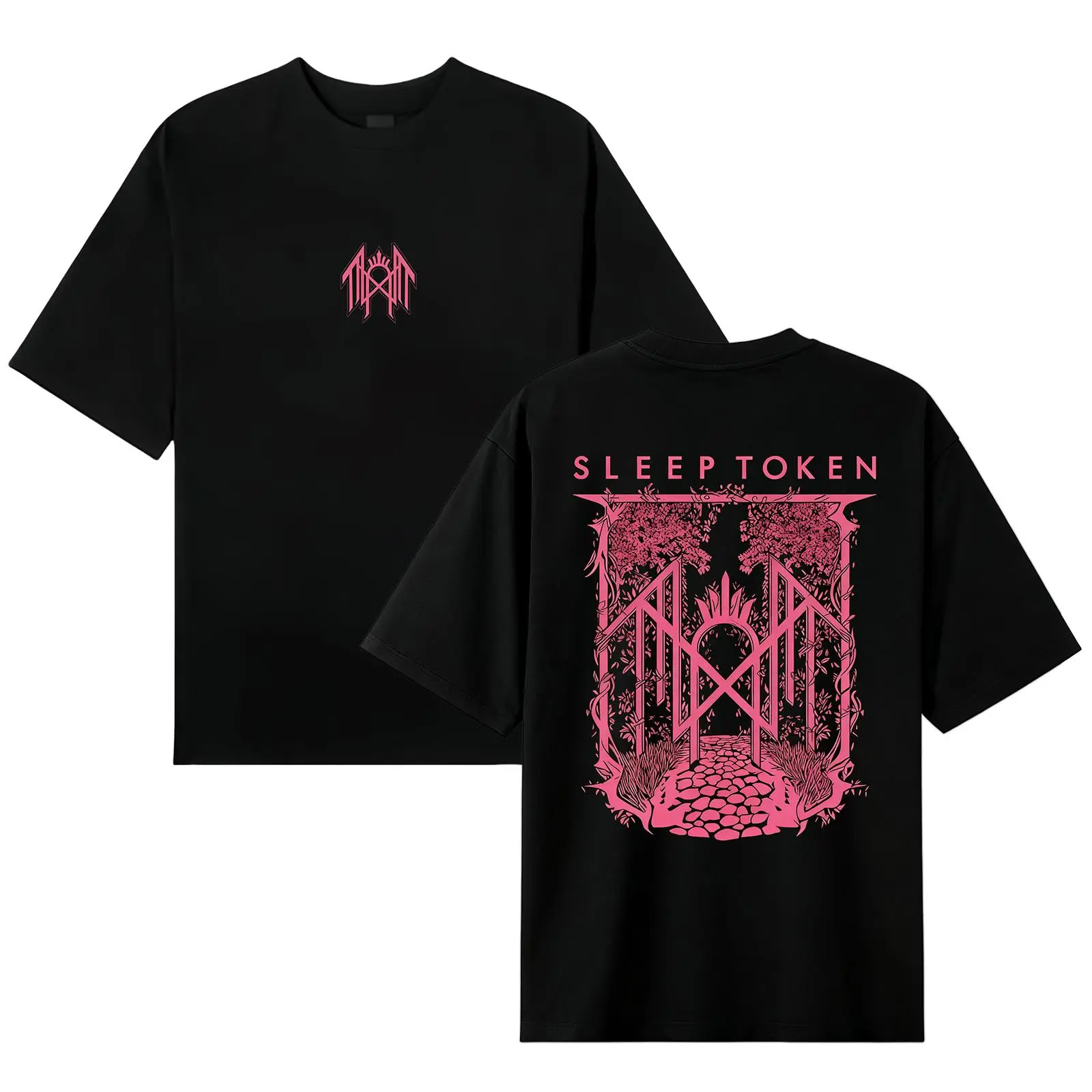 Tokenwear-Retro Limited Sleep Token Gate Rose Heavy Metal Shirt Unisex Oversize Rock Band Washed Heavyweight  T-shirt Gift for Music Lovers flash sale clothing for women Casual Cotton Short Sleeve T-Shirt