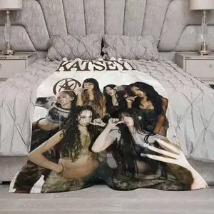 KATSEYE music group fleece blanket, with a modern style, lightweight and comfortable, suitable for all seasons, suitable for sofas, office chairs, beds, outdoor camping, traveling and gatherings - digitally