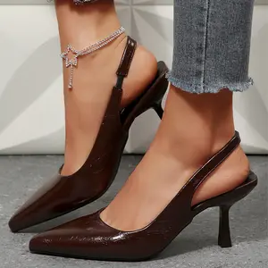 Women's Slingback Kitten Heels Closed Pointed Toe Wedding Party Dress Pumps Shoes