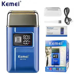 Kemei Km-1112 USB Rechargeable Razor, Ipx5 Waterproof, Dual Function Men's Electric Shaver, Washable Reciprocating Razor, Beard Trimmer