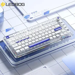 LEOBOG Wireless Mechanical Keyboard, Rechargeable 3-mode 75% Layout Transparent Acrylic Gasket Keyboard, Keyboard for Gaming, Office, Home