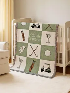 Personalized Golf Baby Blanket: Country Club Cotton Woven Crib Blanket