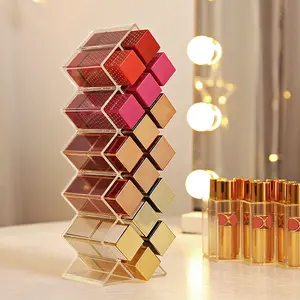16-Grid Creative Transparent Lipstick Organizer, Stackable Multi-Slot Design, Multi Compartment Design, Desktop Makeup Storage Box, Makeup Cosmetic Organizer, Vertical Lip Gloss Display Rack