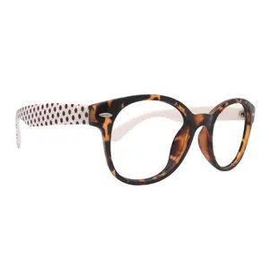 Retro Dots, Premium Round Vintage Reading Glasses – Tortoise Frame with White N Black Dot Temples 1.00 to 4.00| NY Fifth Avenue Clear Redmodel
