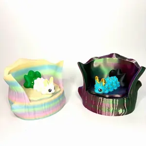Smoth and tree stump 3D_ home decor - Pastel rainbow and black blue themes
