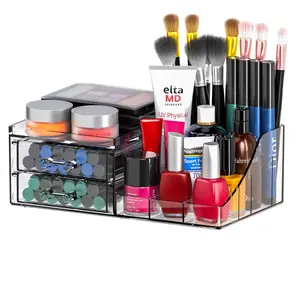 Clear Makeup Organizer with 2 Drawers