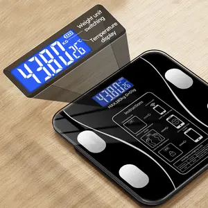 Bluetooth smart body fat and weight scale, smart scale with LED display screen, can be monitored through application, LCD digital weighing scale, multiple essential measurement functions, automatic calibration