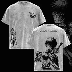 Maki Zenin Jujutsu Kaisen T-Shirt – JJK Anime Vintage Washed Heavyweight Cotton Graphic Tee, Oversized Unisex Retro Streetwear Shirt 129