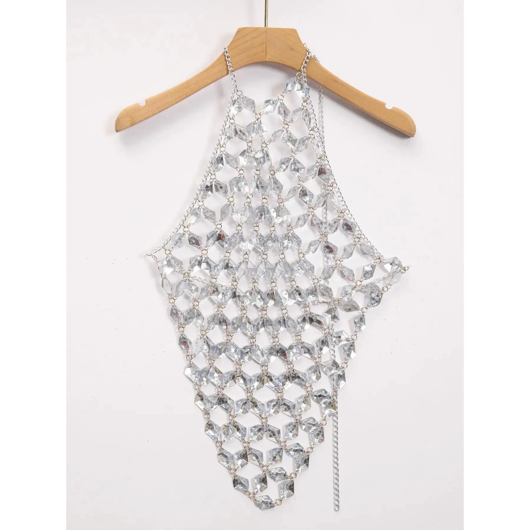 Women's Sleeveless Short Sparkly Rhinestone Halter Cami Top - Backless Fitted, Slight Stretch for Snug Fit, Cold Wash, All Seasons, Ideal for Party & Vacation (Sports & Outdoor Clothing)