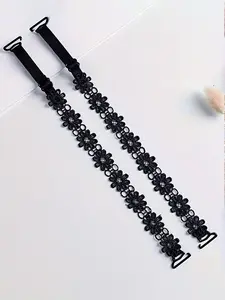 1pair Embroidery Bra Straps, Invisible Adjustable Underwear Straps, Women's Lingerie & Underwear Accessories