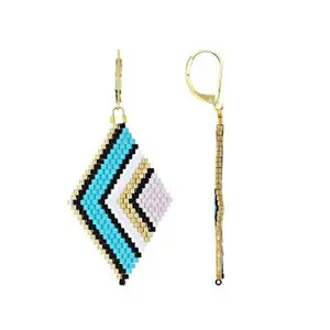 JTV Multi Color Glass beads 18K Yellow Gold Over Brass Earrings