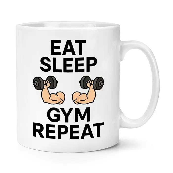 Eat Sleep Gym Repeat 11oz Mug Cup Funny Gym Trainer Dad Fathers Day Son Grandad Boyfriend Uncle Joke Weight Lifting Body Builder Flex #108
