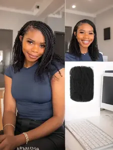 18-22 Inch African Curled Afro Kinky Curly Synthetic Hair Braids, Natural, for Dreadlock Extensions, Repair, Styling, Daily Use