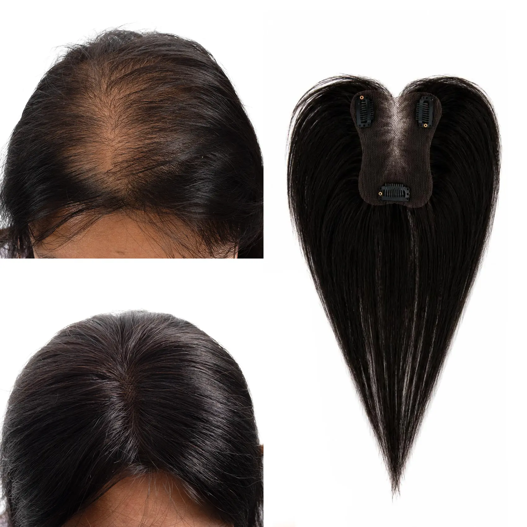 Hand Tied  Hair Topper for Women[Can be Dyed& Heatstyled] – 8x12  Large Base, Edge-Free Ultra-Thin Seamless Lace Topper, Natural Hairline Blends Seamlessly with Your Hair Clip-In Hairpiece for Thinning Hair, Natural Volume & Coverage