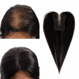 AMARA Remy Human Hair Topper for Women[Can be Dyed& Heatstyled ] – 8x12 Large Base Topper, Clip-In Hairpiece for Thinning Hair, Ladies Wiglet, Natural Volume & Coverage