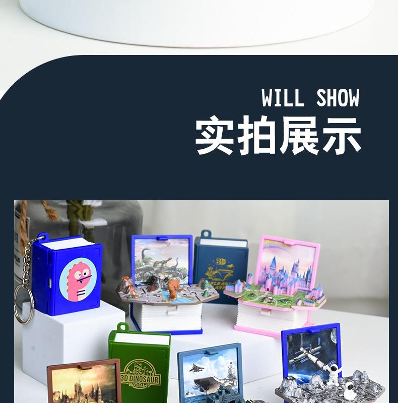 3D Foldable Pop-Up Book – Dinosaur World & Astronaut Space Theme, Mini Keychain Stress Relief Toy