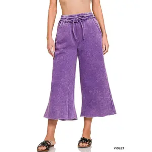 3228- Violet Acid Wash Drawstring Sweat Pants