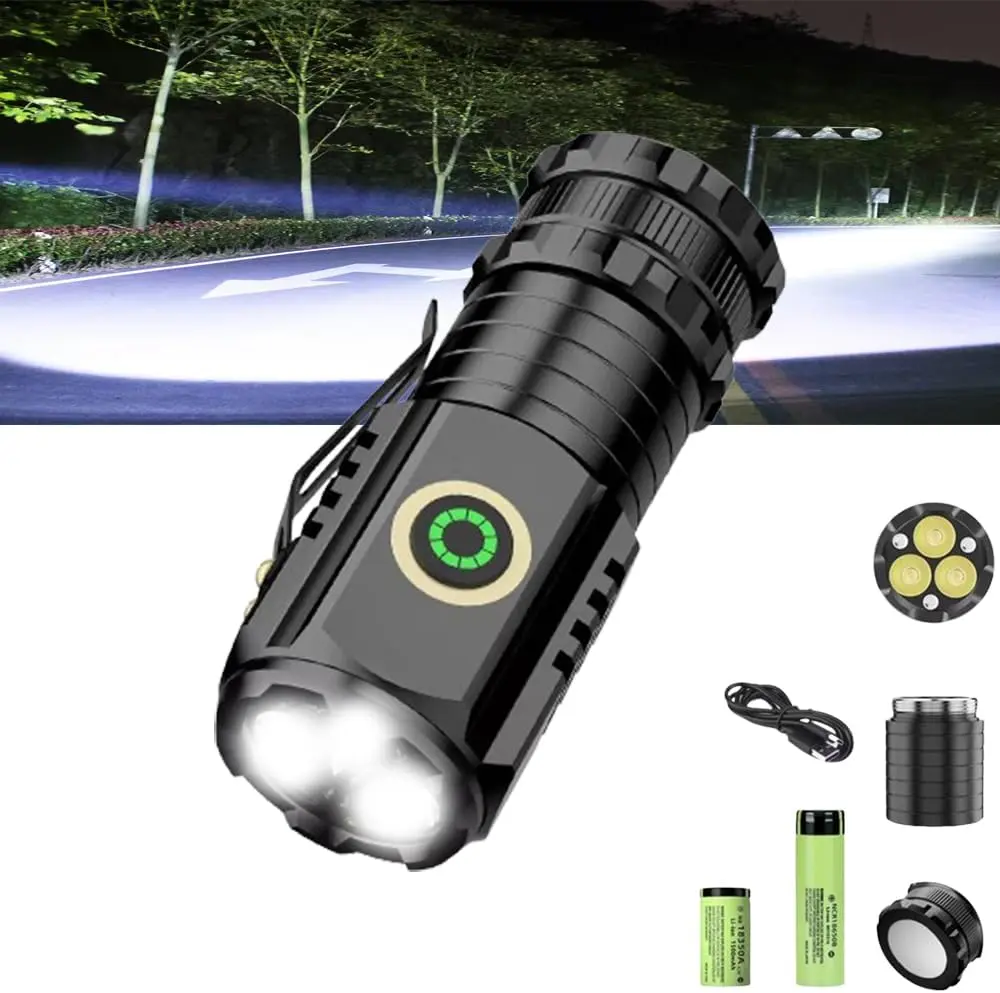 1/2 Pack Rechargeable Mini LED Flashlights with Magnetic Base, Aluminum Alloy Body, Belt Clip, 5 Modes, Bright EDC Flashlights for Indoor/Outdoor Emergency Camping Home Use, Led Lights