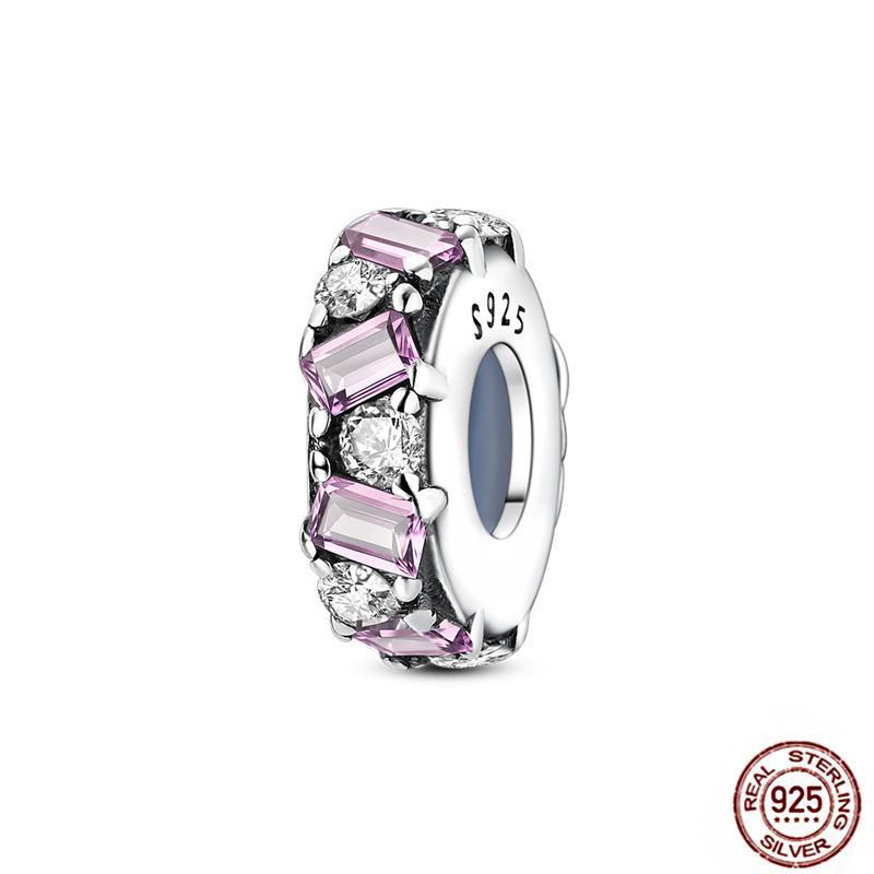 Pink series Charms Plata De Ley 925 Original Heart Pet Cat Dog Bow Handbag luggage Charm Beads Fits Bracelet DIY Jewelry Making