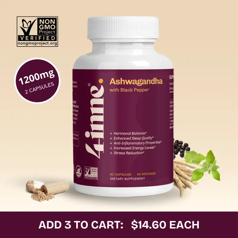4inne Ashwagandha 1200mg Capsules Natural Supplement for Stress Relief & Calming Effects Non-GMO Verified