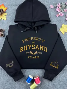 Embroidered Property Of Rhysand Shirt, Night Court Sweatshirt, Acotar BookTok Hoodie, Fantasy Romance Reader Gift, Bookish Gift