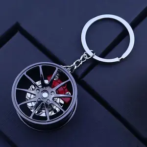 2pack Creative Brake Caliper Keychain with 360° Rotation, Unique Car Keychain Decor, Automotive Culture Pendant for Bags