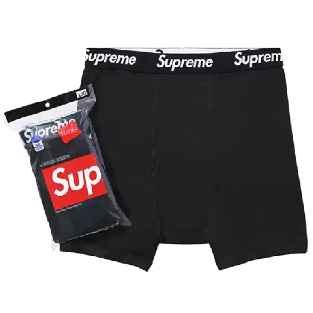 Men's Supreme x Hanes Boxer Briefs 4 Pack Black