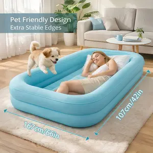 Thick Foldable Indoor/Outdoor Bed, Suitable for Camping, Guest Rooms, and Temporary Sleeping. Blue Starry Sky Design, Easy Setup & Portable Air Mattress