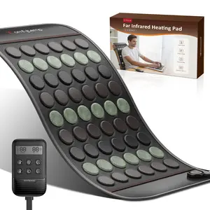 Comfytemp Extra-large Far-infrared Heating Pad 17x33 inches XXL with Natural Gemstones 6 Temperature 8 Timer Settings Ideal for Muscle Aches Gift for Men Women