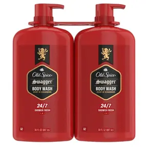 Old Spice Swagger Body Wash 30 fl oz 2-pack Scent of CEDARWOOD 24/7 Shower Fresh Men's Shower Gel