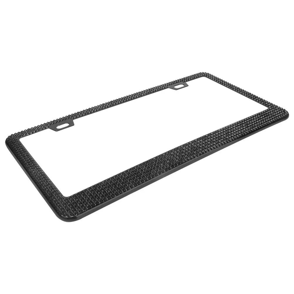 Crystal License Plate Frame Stainless Steel Chrome Plated Black Frame with Sparkling Acrylic Crystals Universal Fit for US Canada Plates Weather Resistant with Mounting Hardware Car Accessories