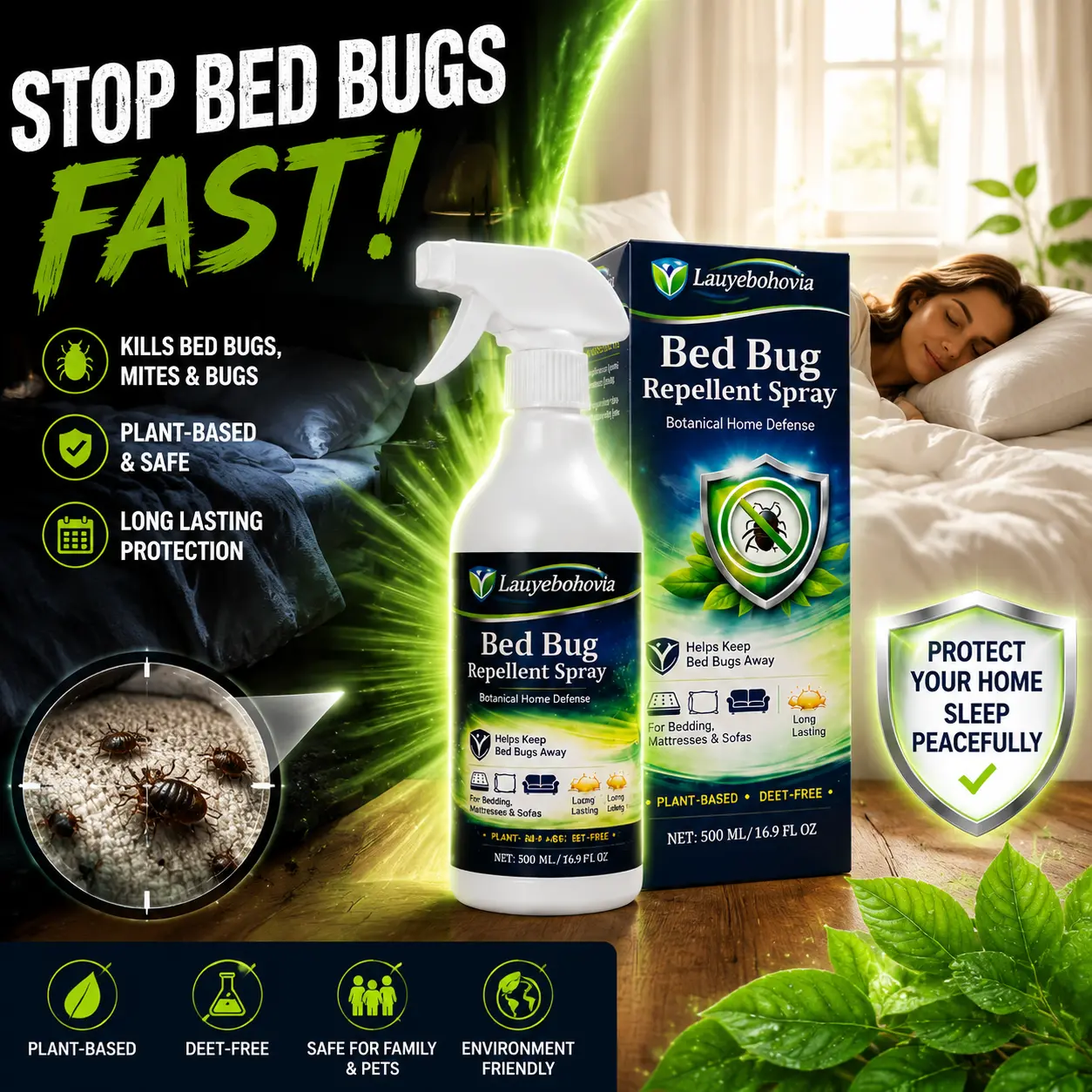 Dust Mite Killer Spray, Mattress Disinfectant & Pet Safe Fabric Sanitizer - 16.9 fl oz Long-Lasting Insect-Control for Mattresses, Bed Bugs, Fleas & Mites