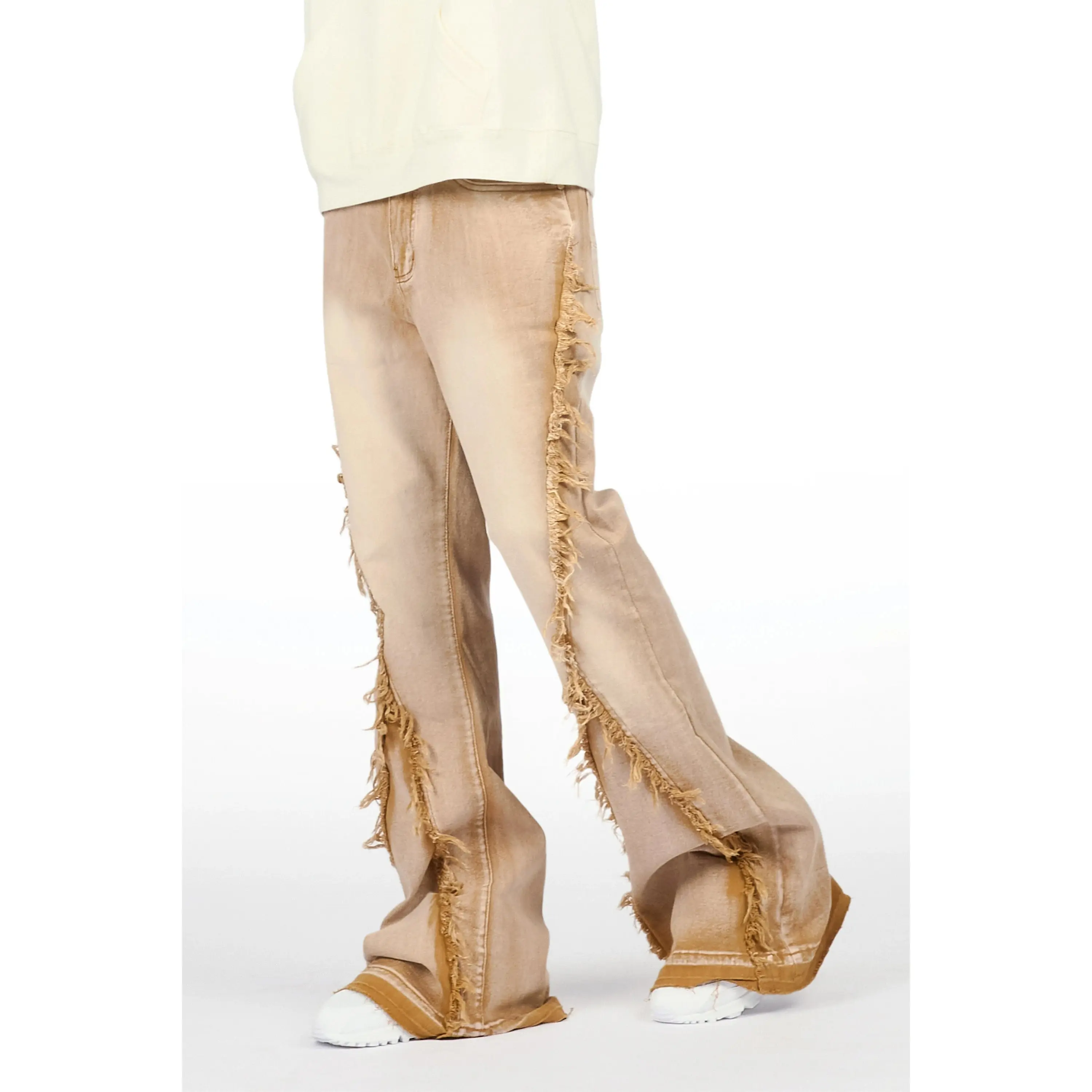 Vane Beige Stacked Super Flare Jean