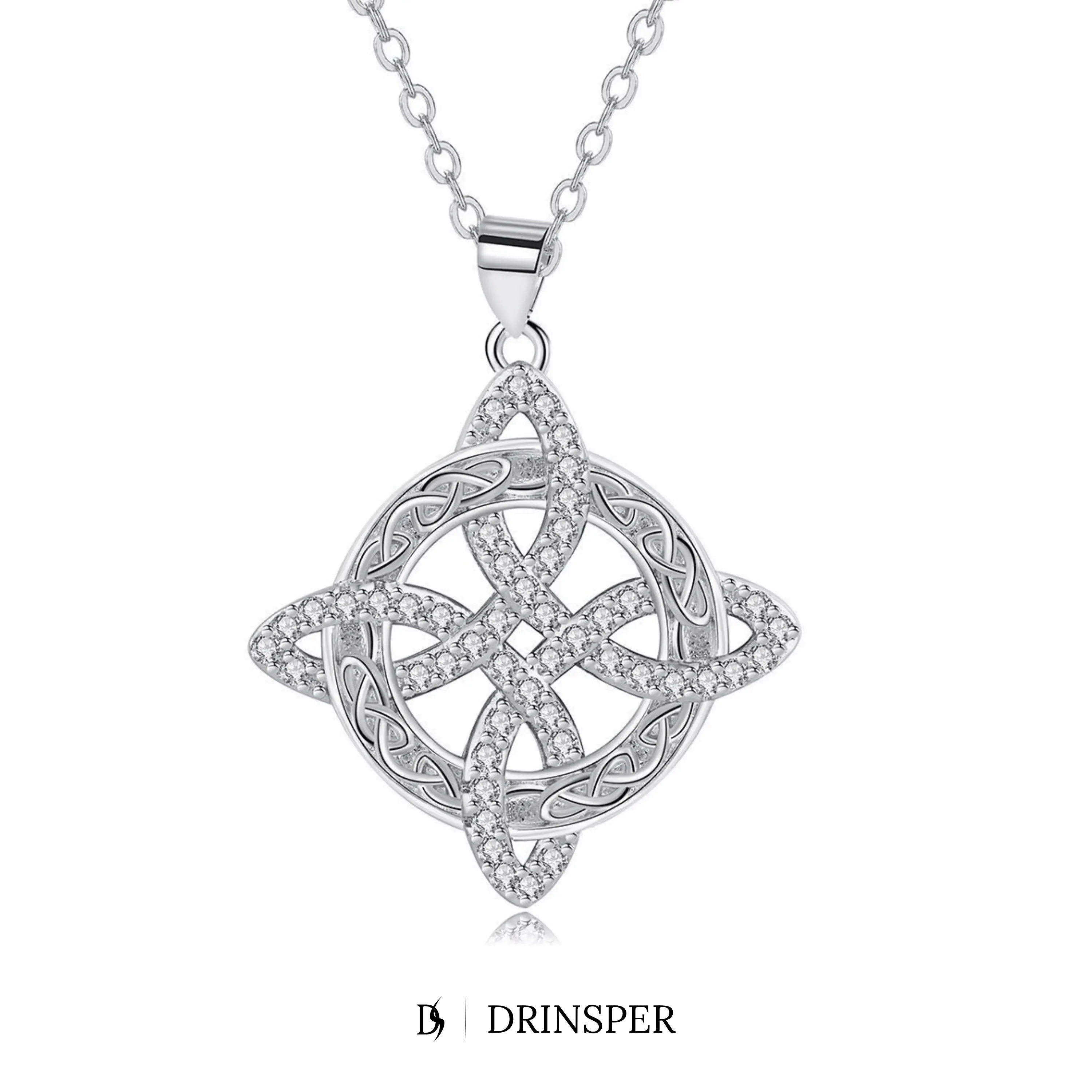 DRINSPER Witches Knot Necklace Hecate Goddess of Witches with Celtic Knot Design Pendant Necklace Goddess Jewlery Tetragrammaton Collar De Amuleto De