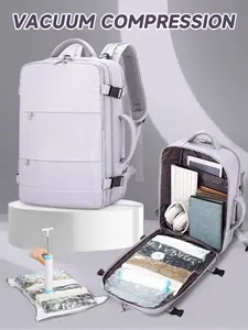 Vacuum Compression Backpack, Travel Backpack for Wizz Air & Easyjet, Carry On Backpack, Fits 14-Inch Laptop, Under Seat & Cabin Fit, Preppy Style