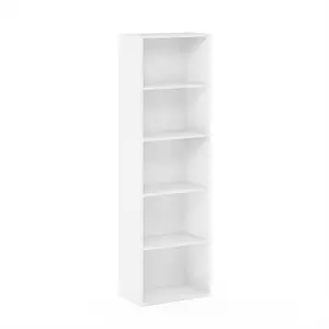 LUDER Bookcase, 5-Cube Bookshelf, Open Shelf Bookcase, 9.4 x 15.8 x 52, for Living Room Bedroom Home Office, White