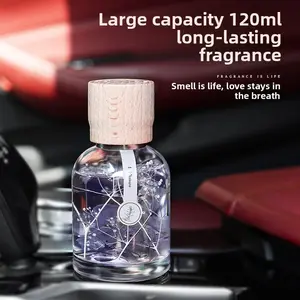 Car Air Freshener with Wooden Lid - Natural Aromatherapy Diffuser for Car |     Refillable, Elegant Scent