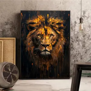 Lion Pattern Unframed Painting, 1 Count Modern Canvas Wall Art, Wall Decor for Home Living Room Bedroom Office, Ornaments