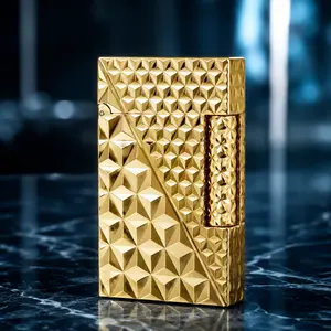 [Classical] DPT Gold 3D Fire X motif butane Lighter 135g Ping gift for him