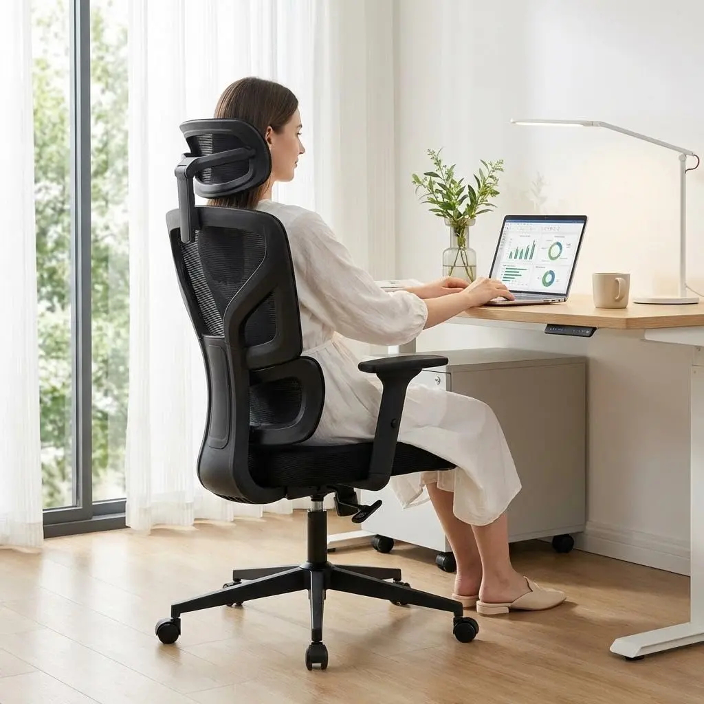 Garvee Upgraded High Back Ergonomic Mesh Office Chair, 300LBS Heavy Duty Home Office Desk Chairs with Adjustable Lumbar Support,3D Armrest,Headrest, Comfortable Gaming Chair, Black