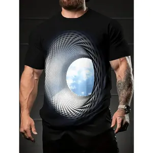 Stylish Mens Printed T-Shirt Short Sleeve Crew Neck Comfortable Polyester Blend Casual Wear