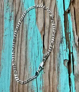 Sterling Silver Figaro Chain Bracelet 8”