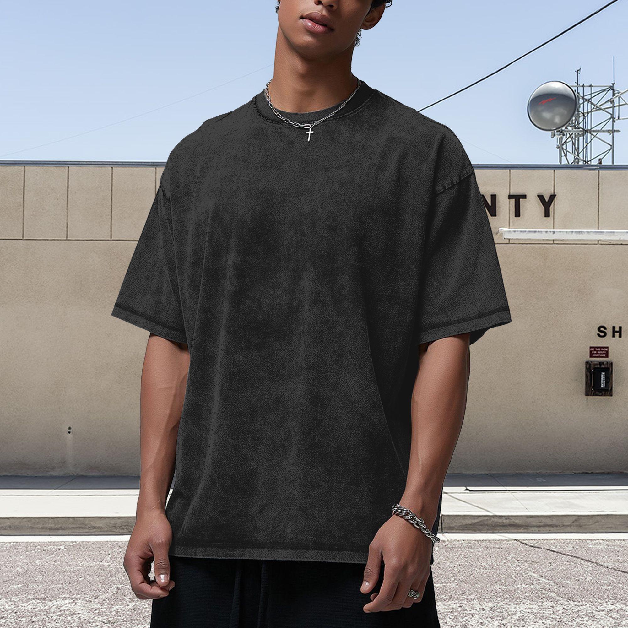 Men’s 4 Pack Oversized Gym T Shirts 100% Cotton Heavyweight Vintage Acid Wash Workout Baggy Tees