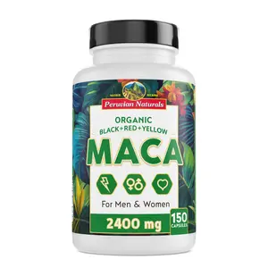 Peruvian Naturals Organic Maca Root Capsules 150 Count 2400mg from Peru - for Energy Stamina & Vitality Non-GMO Vegan Vitamins for Women & Men Pre Workout Fitness Healthcare Edible Supplement