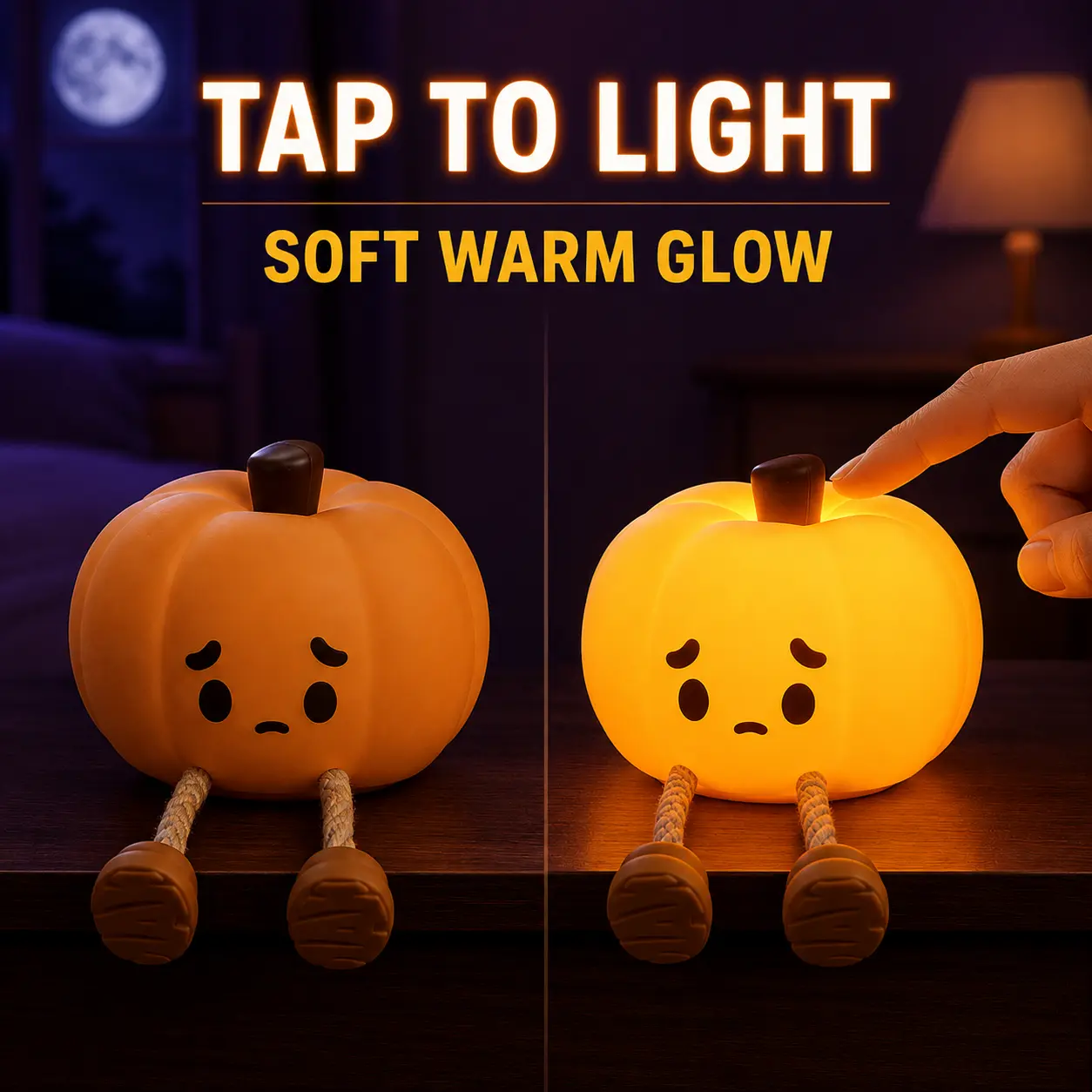 Rechargeable Silicone Pumpkin Shape Halloween Theme Tap-To-Light Night Light, Unisex 30 Min Timer Bedroom Decor, Indoor Recreation Halloween Gift
