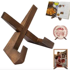 Wooden Book Stand, 1 Count Desktop Reading Rack, Multi-functional Book Holder, Photo Display Rack, Home Organizer for Living Room Bedroom Kitchen