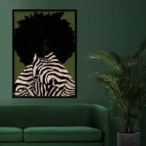 Black Woman Wall Art Poster, Textured African American Portrait Print, Modern Melanin Beauty Artwork, Cultural Home Decor Gift