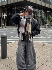 Women's Fashion New Scarf, Winter Plaid Scarf, Thick Warm Durable Multi-Functional Headscarf, Unisex Design, Perfect for Cold Weather Winter Scarf