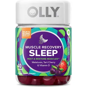 OLLY Muscle Recovery Sleep Gummies- Sleep and Sore Muscle Support, 3mg Melatonin, Vitamin D, Berry Flavor Dietary Supplement Fitness Edible Healthcare