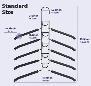 Clothes Hangers Space Saving 2 Pack, 5 in 1 Multi Layer Non-Slip Foam Padded Metal Hanger, Heavy Duty Closet Organizer for Shirt Coat Sweater